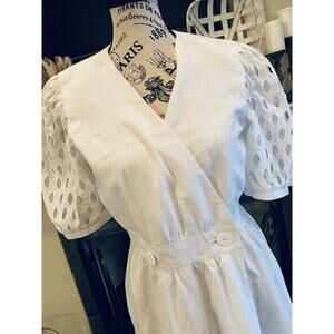 Caron of Chicago Vintage White Dress 1970s Housewife Brady Bunch Happy Days